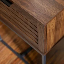 Visconti Boho Slat Pull Down Door Side Table Dark Walnut - Saracina Home -Saracina Home Shop GUEST a98cfae4 0c12 4b45 864d eb90f816678c