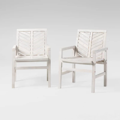 2pk Slatted Chevron Acacia Wood Patio Chairs - Saracina Home 5 2pk Slatted Chevron Acacia Wood Patio Chairs - Saracina Home - Image 3