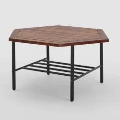Saybrook Modern Metal And Wood Patio Hexagon Coffee Table - Dark Brown - Saracina Home 16 Saybrook Modern Metal And Wood Patio Hexagon Coffee Table - Dark Brown - Saracina Home -Saracina Home Shop GUEST aa3b7989 fc19 47ae 8c0b d2f6279675a2