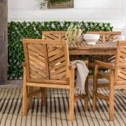 5pc Slatted Chevron Acacia Wood Patio Dining Set - Saracina Home -Saracina Home Shop GUEST aa4dfa02 12a8 4b71 a397 42f91d66a651