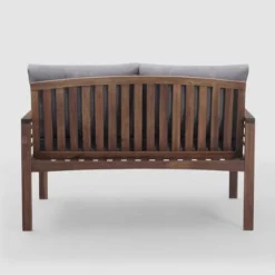 Saybrook Modern Metal And Wood Patio Loveseat - Gray/Dark Brown - Saracina Home -Saracina Home Shop GUEST ae9af088 ba9c 4721 8e43 d87ce52cba57