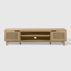 Modern Boho Storage TV Stand For TVs Up To 80" With Rattan Doors - Saracina Home -Saracina Home Shop GUEST b0d8acef 9f03 4235 95e4 57c3710f0a4e