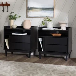 2pk Mid-Century Modern Solid Wood 2 Drawer Storage Nightstands - Saracina Home 19 2pk Mid-Century Modern Solid Wood 2 Drawer Storage Nightstands - Saracina Home -Saracina Home Shop GUEST b2a3ee44 4d81 41a2 a7a3 37c02e20e839
