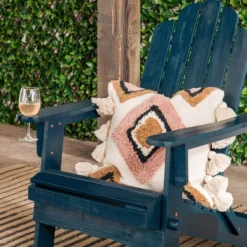 Genovia Transitional Acacia Wood Outdoor Adirondack Chair With Wine Holder - Saracina Home -Saracina Home Shop GUEST b420c004 5b86 4911 b3e8 3e24602fcde7