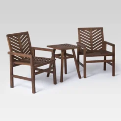 3pc Slatted Chevron Acacia Wood Patio Chat Set - Saracina Home -Saracina Home Shop GUEST b555b5d1 1adb 44dc 89cc de438e14488a