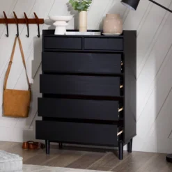 Mid-Century Modern Solid Wood 6 Drawer Vertical Dresser - Saracina Home -Saracina Home Shop GUEST b571b7d1 67da 4c59 8b4d 6ac67427b8b3