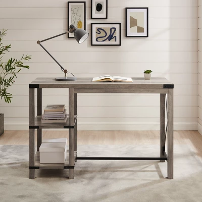 Rustic Farmhouse Metal X Kitchen Island With Shelves - Saracina Home 9 Rustic Farmhouse Metal X Kitchen Island With Shelves - Saracina Home - Image 7