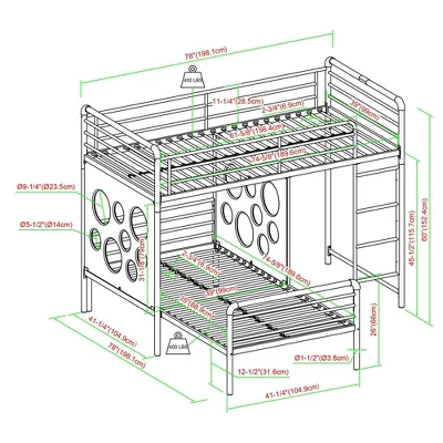 Twin Modern Cut-Out L-Shaped Metal Bunk Bed - Saracina Home 7 Twin Modern Cut-Out L-Shaped Metal Bunk Bed - Saracina Home - Image 5