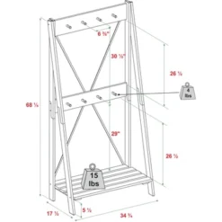 68" Solid Wood X Back Angled Hall Tree White Wash - Saracina Home -Saracina Home Shop GUEST bb29985f ab49 4989 acce 133d6ff43ac2