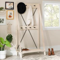 68" Solid Wood X Back Angled Hall Tree White Wash - Saracina Home -Saracina Home Shop GUEST bc4a95c3 3e92 4bee af94 a5531e3bc496
