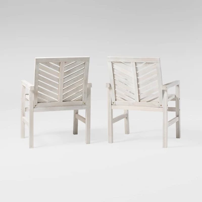 2pk Slatted Chevron Acacia Wood Patio Chairs - Saracina Home 4 2pk Slatted Chevron Acacia Wood Patio Chairs - Saracina Home - Image 2