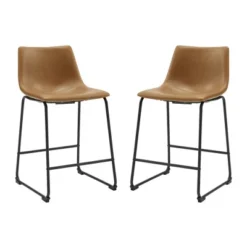 Set Of 2 Laslo Modern Upholstered Faux Leather Counter Height Barstools - Saracina Home -Saracina Home Shop GUEST c0833993 a0ed 4742 aa20 2fd087a77c98