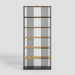 79" Modern 6 Shelf With Metal Bar Bookcase Coastal Oak/Black - Saracina Home -Saracina Home Shop GUEST c1524d0f 09b5 429f 8c7f 80ab8daf93ad