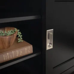 Sliding Door Transitional Wood Storage TV Stand For TVs Up To 80" Black - Saracina Home -Saracina Home Shop GUEST c1ca9e16 b7ff 49a2 a502 6baf478139ed