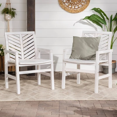 2pk Slatted Chevron Acacia Wood Patio Chairs - Saracina Home 3 2pk Slatted Chevron Acacia Wood Patio Chairs - Saracina Home