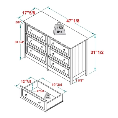 Classic 6 Drawer Groove Dresser White - Saracina Home 13 Classic 6 Drawer Groove Dresser White - Saracina Home - Image 11