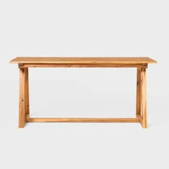 Saracina Home 66" Modern Slatted Rectangle Outdoor Dining Table With Trapezoid Legs -Saracina Home Shop GUEST c35fd695 0b5d 4738 9224 23dafac97cf4