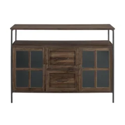 Adonis Transitional Industrial 3 Door Tiered Buffet Dark Walnut - Saracina Home -Saracina Home Shop GUEST c7af8220 babe 4546 b263 044463fd80de