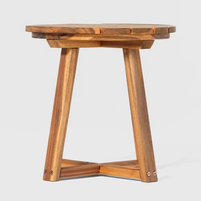 Saracina Home Modern Slatted Round Acacia Accent Table 8 Saracina Home Modern Slatted Round Acacia Accent Table - Image 6