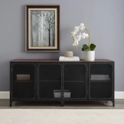 Urban Industrial Metal Mesh 4 Door TV Stand For TVs Up To 65" Dark Walnut - Saracina Home -Saracina Home Shop GUEST c96cf0b4 a47c 4528 82de 5d4caa89908c