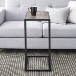 23" Modern Rectangle Two-Tone C Side Table With Metal Base - Saracina Home -Saracina Home Shop GUEST c9fb0f6a 1baa 4f46 9ad4 ca78b73dae1e