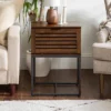 Visconti Boho Slat Pull Down Door Side Table Dark Walnut - Saracina Home -Saracina Home Shop GUEST ca053461 28eb 405e b9b6 038925465421