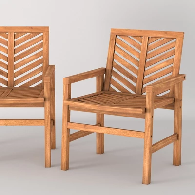 2pk Slatted Chevron Acacia Wood Patio Chairs - Saracina Home 16 2pk Slatted Chevron Acacia Wood Patio Chairs - Saracina Home - Image 14