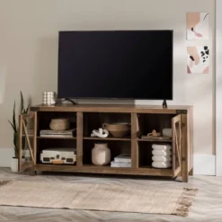 Clarabelle Transitional Glass Barn Door TV Stand For TVs Up To 65" - Saracina Home -Saracina Home Shop GUEST cbe410ed b33d 484d a495 b8350c009984