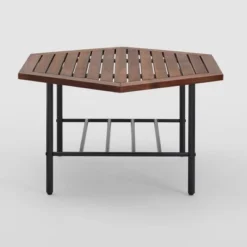 Saybrook Modern Metal And Wood Patio Hexagon Coffee Table - Dark Brown - Saracina Home 14 Saybrook Modern Metal And Wood Patio Hexagon Coffee Table - Dark Brown - Saracina Home -Saracina Home Shop GUEST cbf79df4 4d13 42aa a9f3 545420a8083b