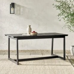 Saracina Home 66" Modern Acacia Slatted Rectangle Outdoor Dining Table