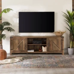 Modern Industrial Barn Door TV Stand For TVs Up To 80" - Saracina Home -Saracina Home Shop GUEST ccb24986 9334 4f63 9b09 68b91e7b9dcb