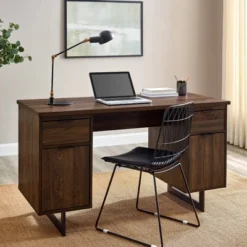 DuPonte Modern Double Sided Pedestal Executive Desk Dark Walnut - Saracina Home -Saracina Home Shop GUEST ce88555d d014 4eb0 bd5f 6d83bd8203f3