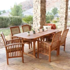 7pc Acacia Wood Patio Dining Set With Cushions - Saracina Home -Saracina Home Shop GUEST d09d1abb 1c4d 4708 955d 206d7388c2d0