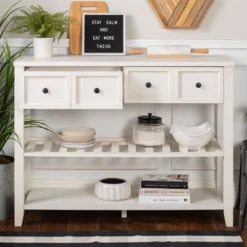 48" Farmhouse Solid Wood 2 Drawer Buffet White - Saracina Home -Saracina Home Shop GUEST d14be0db 9591 4712 bd66 b181051f2d7c