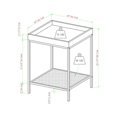 Rosalyn Urban Industrial Glam Square Tray Side Table With Metal Mesh Shelf Gray Wash - Saracina Home 7 Rosalyn Urban Industrial Glam Square Tray Side Table With Metal Mesh Shelf Gray Wash - Saracina Home - Image 5