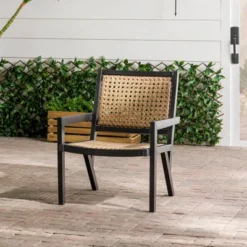 Saracina Home Modern Boho Acacia Outdoor Arm Chair