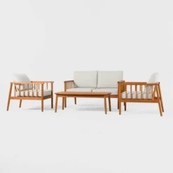 Saracina Home 4pc Modern Boho Eucalyptus Spindle Outdoor Conversation Set -Saracina Home Shop GUEST d291e2ff 5abb 469c 9e82 f0ee089136b6