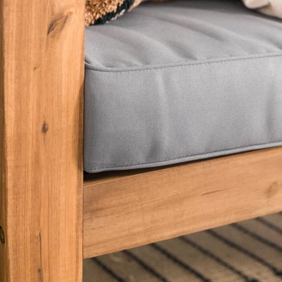 Galia Square Leg Acacia Wood Patio Loveseat With Cushions - Brown - Saracina Home 12 Galia Square Leg Acacia Wood Patio Loveseat With Cushions - Brown - Saracina Home - Image 10