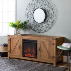 Clarabelle Double Door Farmhouse Electric Fireplace TV Stand For TVs Up To 65" - Saracina Home -Saracina Home Shop GUEST d5307b38 aecc 454c 88b0 425f92ab066f