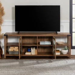 Sophie Rustic Farmhouse X Frame Glass Doors TV Stand For TVs Up To 80" Rustic Oak - Saracina Home 28 Sophie Rustic Farmhouse X Frame Glass Doors TV Stand For TVs Up To 80" Rustic Oak - Saracina Home -Saracina Home Shop GUEST d6d2292c 18ca 4be9 ad8e 5e85a70830ba