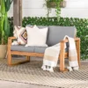 Galia Square Leg Acacia Wood Patio Loveseat With Cushions - Brown - Saracina Home -Saracina Home Shop GUEST d76b97fd f67e 4828 8e8d f8dbdf8052af