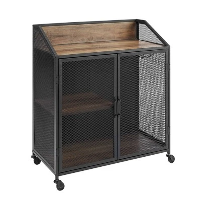 Urban Industrial Metal Mesh Bar Cart With Wheels - Saracina Home 10 Urban Industrial Metal Mesh Bar Cart With Wheels - Saracina Home - Image 8