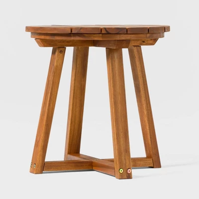 Saracina Home Modern Slatted Round Acacia Accent Table 5 Saracina Home Modern Slatted Round Acacia Accent Table - Image 3