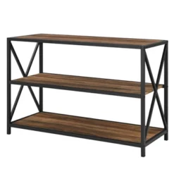 25.62" X Frame Metal And Wood Media Bookshelf - Saracina Home -Saracina Home Shop GUEST dfa6e6c7 d4cc 4a5d a539 2c5443d07d4c