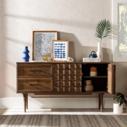 58" Modern Boho Solid Pine Wood Closed Storage Sideboard Brown - Saracina Home -Saracina Home Shop GUEST e0faa818 6c0e 481d a005 d8363b8fdf65