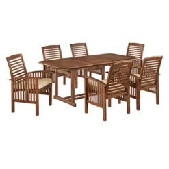 7pc Acacia Wood Patio Dining Set With Cushions - Saracina Home -Saracina Home Shop GUEST e337eac1 6660 4fee 8206 29a97ef71e04