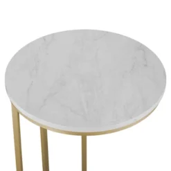 24" Modern Glam Round C Table Faux White Marble/Gold - Saracina Home -Saracina Home Shop GUEST e374de0c 0bdb 42ff b4ff c6201b372504