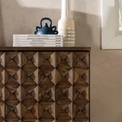 58" Modern Boho Solid Pine Wood Closed Storage Sideboard Brown - Saracina Home -Saracina Home Shop GUEST e3b60f82 376f 4a36 b4e7 47a16e678d43