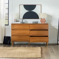 Mid-Century Modern Contoured 6 Drawer Dresser - Saracina Home -Saracina Home Shop GUEST e3d278c0 2027 4917 98d0 1a8a534d229b