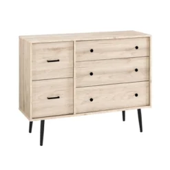 Ivora Lifted Mid-Century Modern Asymmetrical 5 Drawer Dresser - Saracina Home -Saracina Home Shop GUEST e455e771 4a91 4524 9838 7cacaaf7a6be